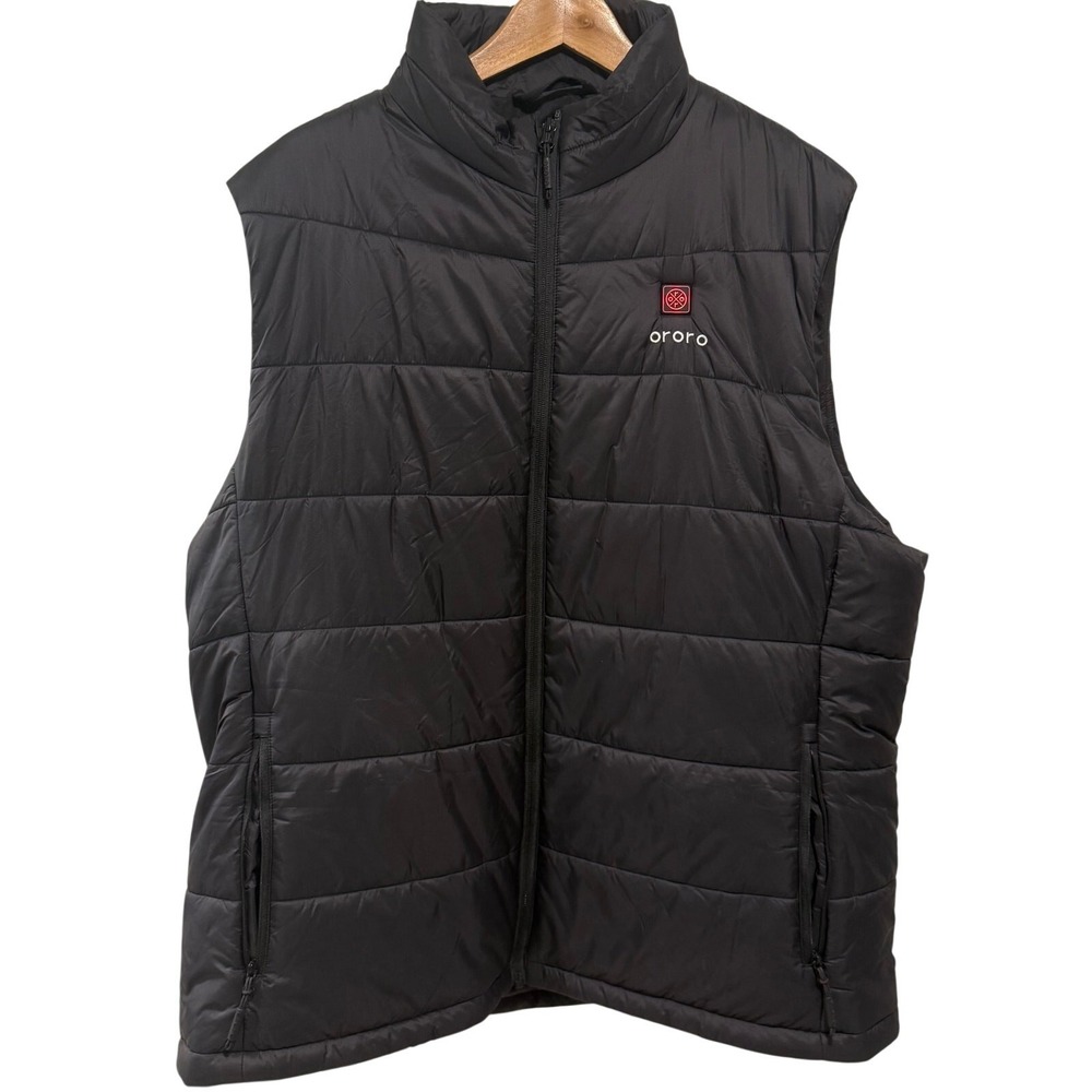 Ororo Heated‎ Vest Mens 2XL Black Puffer Full Zip Heated TESTED, NO Battery